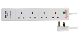 PRO ELEC PEL00098 EXTENSION 4 GANG SURGE 2 USB WHITE 3M