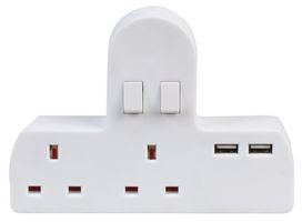 PRO ELEC PEL00950 ADAPTOR 2 WAY SWITCHED WITH TWIN USB