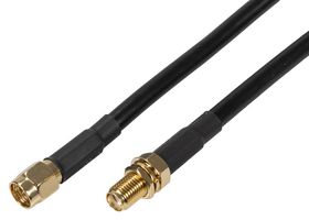 RF SOLUTIONS CBA-SMAM-SMAF50 RF / Coaxial Cable Assembly, 16.4 ft, 5 m, RG58, SMA Bulkhead Plug, SMA Bulkhead Jack