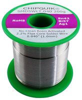 CHIP QUIK SMDSWLT.040 200G Solder Wire, No Clean, Lead Free, 138 °C Melting Temperature, 42, 57, 1 Sn, Bi, Ag Alloy, 200g