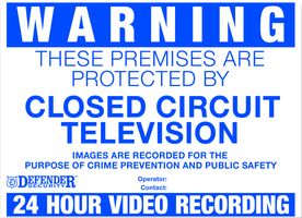 DEFENDER SECURITY VKWS/IN Safety Sign, Security Notice, Warning These Premises are Protected By Closed Circuit Television