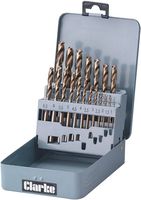 CLARKE INTERNATIONAL 1801383. Metric Drill Bit Set Cobalt Steel, 19 Piece