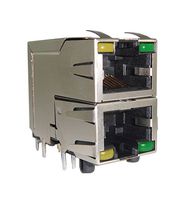 AMPHENOL COMMUNICATIONS SOLUTIONS RJSAE-5085-02 RJ45 CONN, R/A JACK, 8P8C, 2PORT, TH