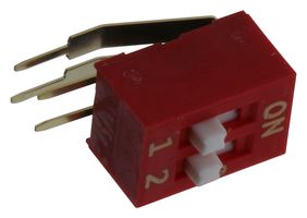 E-SWITCH KAS2102E. DIP SWITCH, SPST, 2CKT, 0.025A, 24V, THT