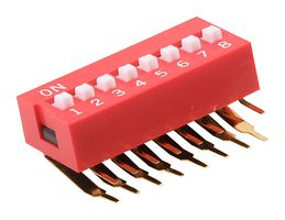 E-SWITCH KAS2108ET. DIP SWITCH, 8POS, SPST, SLIDE, TH