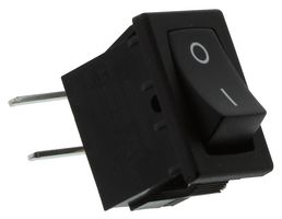 E-SWITCH R1966ABLKBLKFR. ROCKER SWITCH, SPST, 15A, 125VAC, BLACK