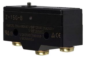 OMRON INDUSTRIAL AUTOMATION Z-15GQ-B7-K. MICROSWITCH, PLUNGER, SPDT, 15A, 250V