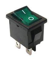 E-SWITCH R1973ABLKGILEF1. ROCKER SWITCH, SPST, 9A, 125V, PANEL