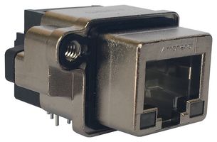AMPHENOL COMMUNICATIONS SOLUTIONS MRJR5380M1 RUGGED RJ45 JACK, R/A, 8P8C, 1PORT, TH