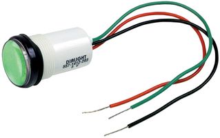 DIALIGHT 557-1602-203F. PANEL MOUNT INDICATOR, LED, 17.463MM, GR