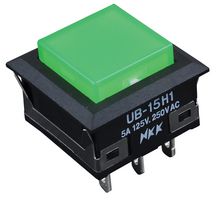 NKK SWITCHES UB15KKW015F-FF SWITCH, PUSHBUTTON, ILLUMINATED, SPDT, 0