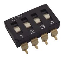 E-SWITCH KAE04LGGR. DIP SWITCH, 4POS, SPST, SLIDE, SMD