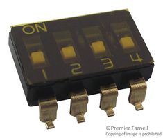E-SWITCH KAE04TGGT. DIP SWITCH, 4POS, SPST, SLIDE, SMD