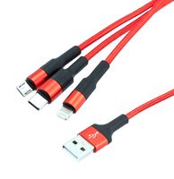 L-COM CAU2A-3IN1-1M. USB CABLE, 2.0 TYPE A PLUG-LIGHTNIN/PLUG