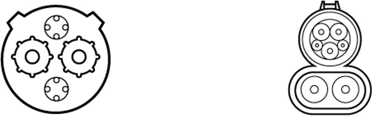 Figure 2: a) Level 3 CHAdeMO connector, b) Level 3 SAE Combo CCS Connector